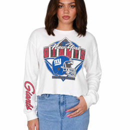New York Giants  Women's Franchise Helmet Cut Crop Crewneck - White