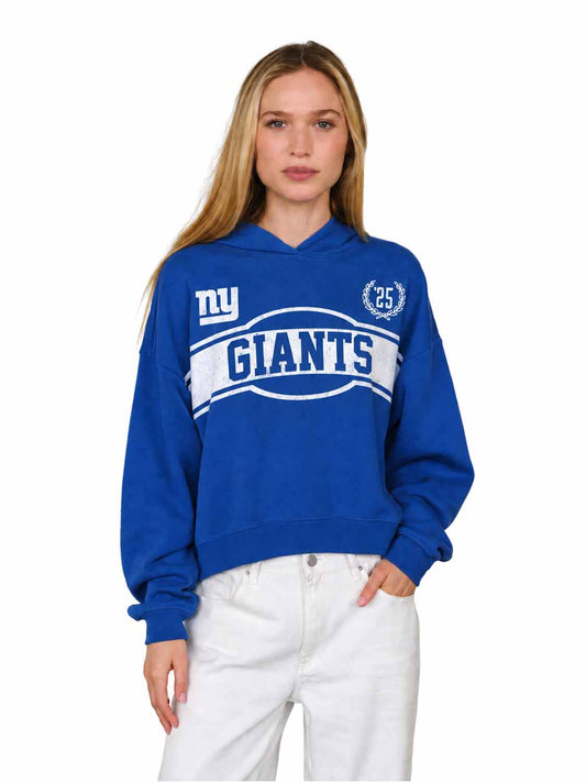 New York Giants  NFL Women's Franchise Oversized Crop Hoodie Fleece - Royal