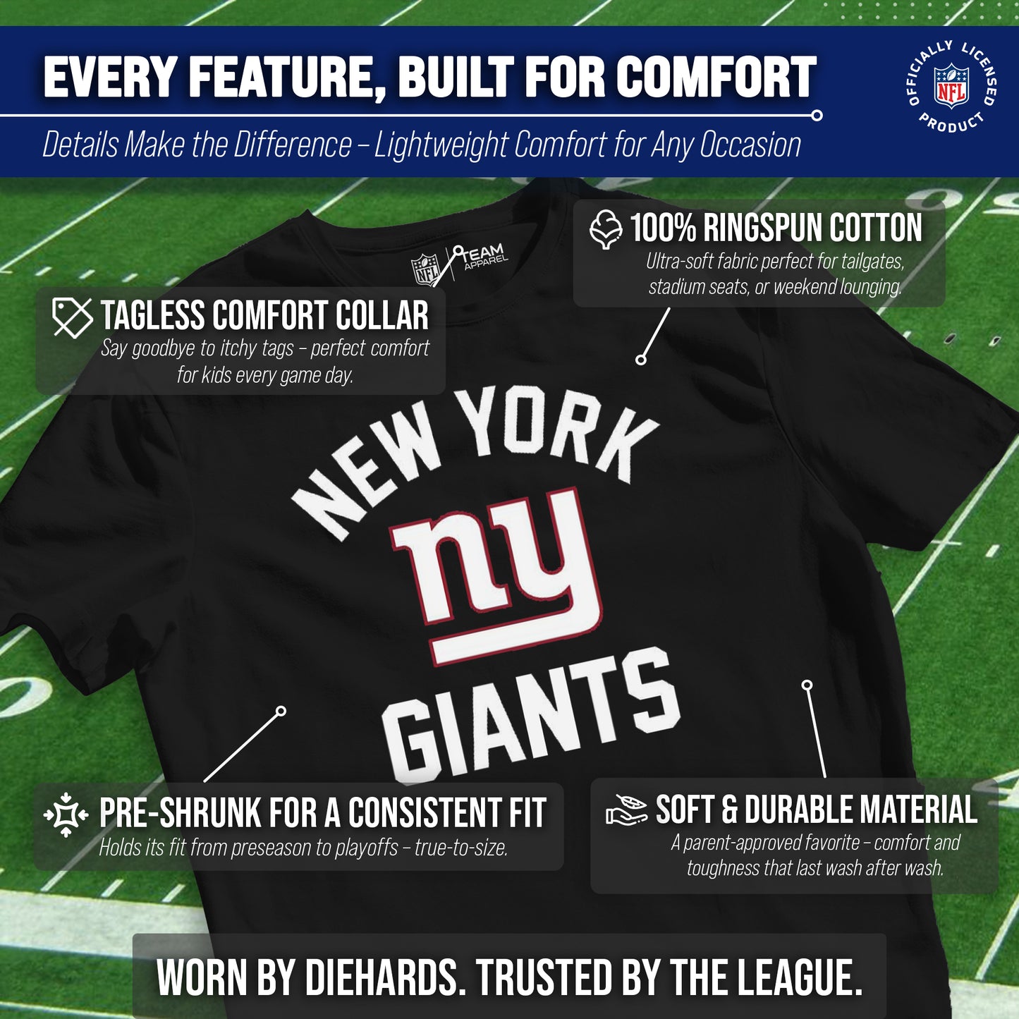 New York Giants NFL Youth Gameday Football T-Shirt - Black