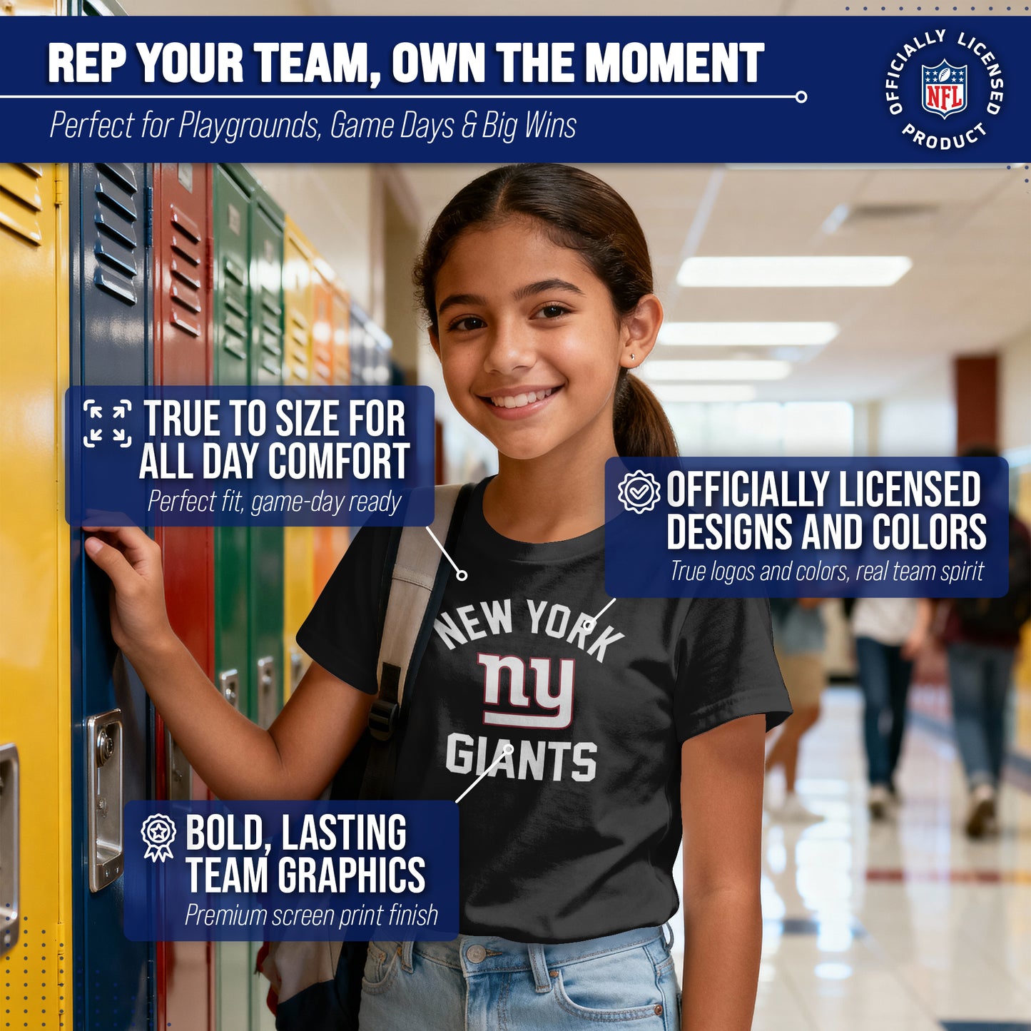 New York Giants NFL Youth Gameday Football T-Shirt - Black