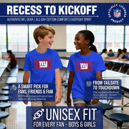 New York Giants NFL Youth Repeating Logo Football T-Shirt Unisex Tag Free Comfortable - Royal