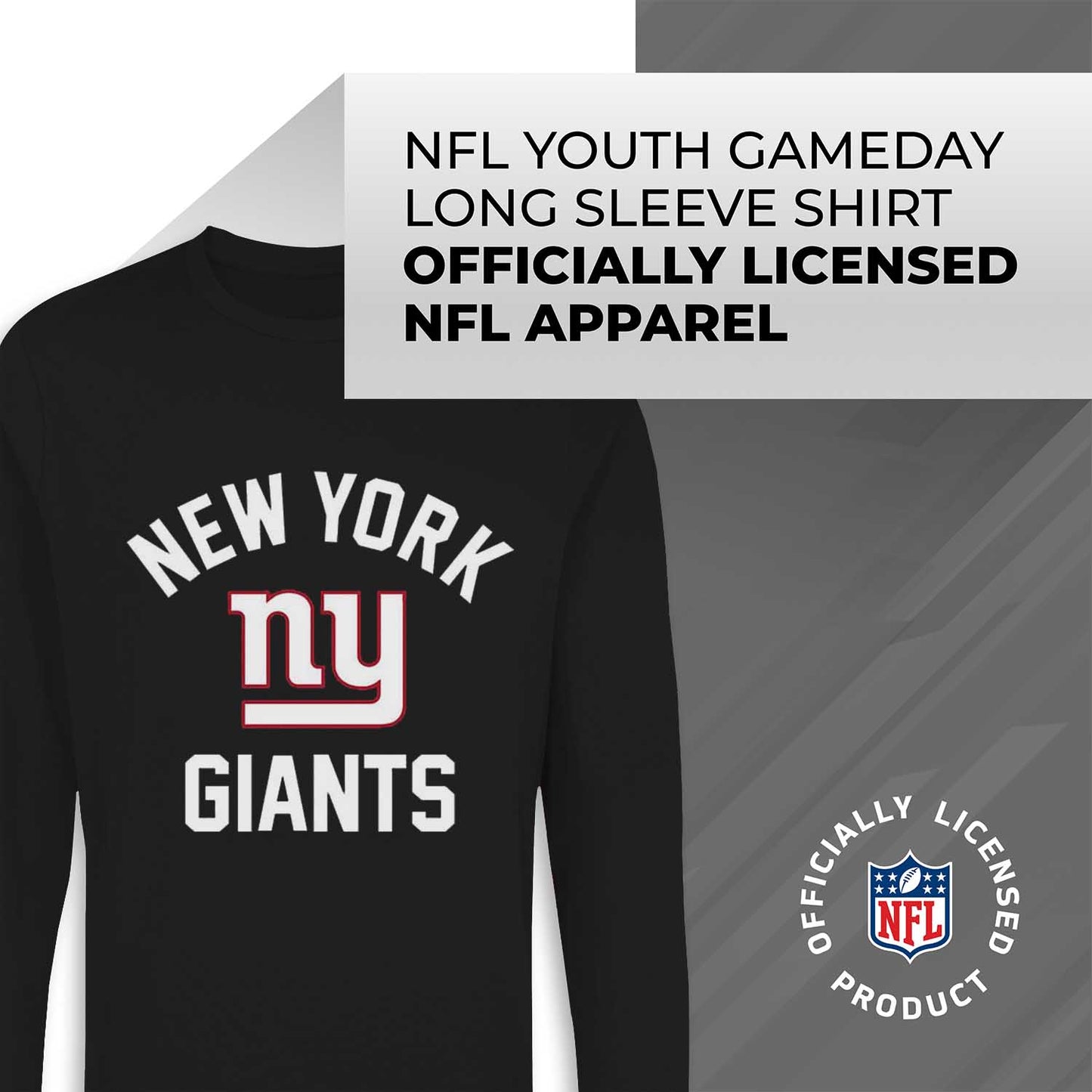 New York Giants NFL Gameday Youth Football Long Sleeve Shirt - Black