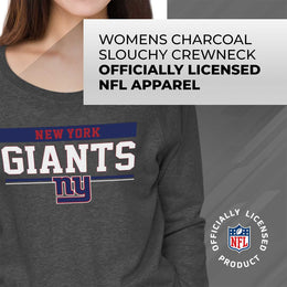 New York Giants NFL Womens Team Block French Terry Slouchy Top - Charcoal
