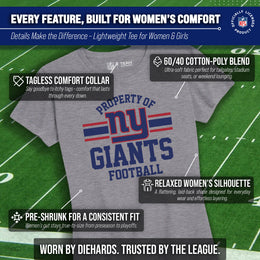 New York Giants NFL Womens Short Sleeve Property of Tshirt - Graphite