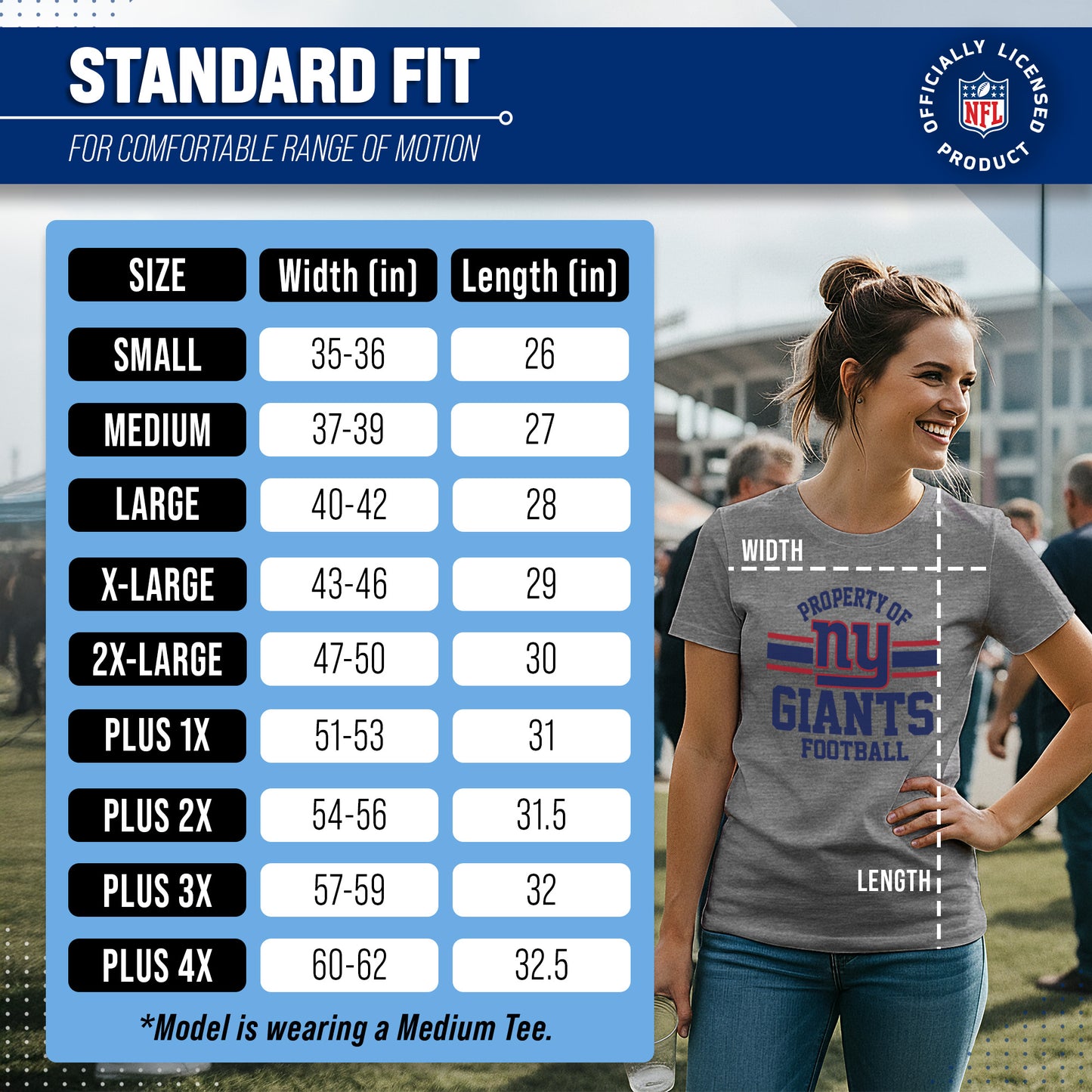 New York Giants NFL Womens Short Sleeve Property of Tshirt - Graphite
