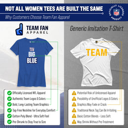 New York Giants NFL Womens Team Slogan Short Sleeve Tshirt - Royal