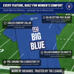 New York Giants NFL Womens Team Slogan Short Sleeve Tshirt - Royal