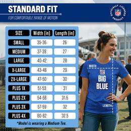 New York Giants NFL Womens Team Slogan Short Sleeve Tshirt - Royal