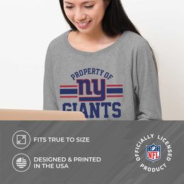 New York Giants NFL Womens Plus Size Property of Lightweight Crew Neck - Sport Gray