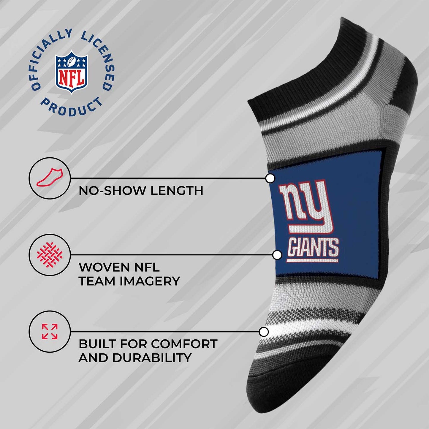 New York Giants Adult Marquis Addition No Show Socks - Royal
