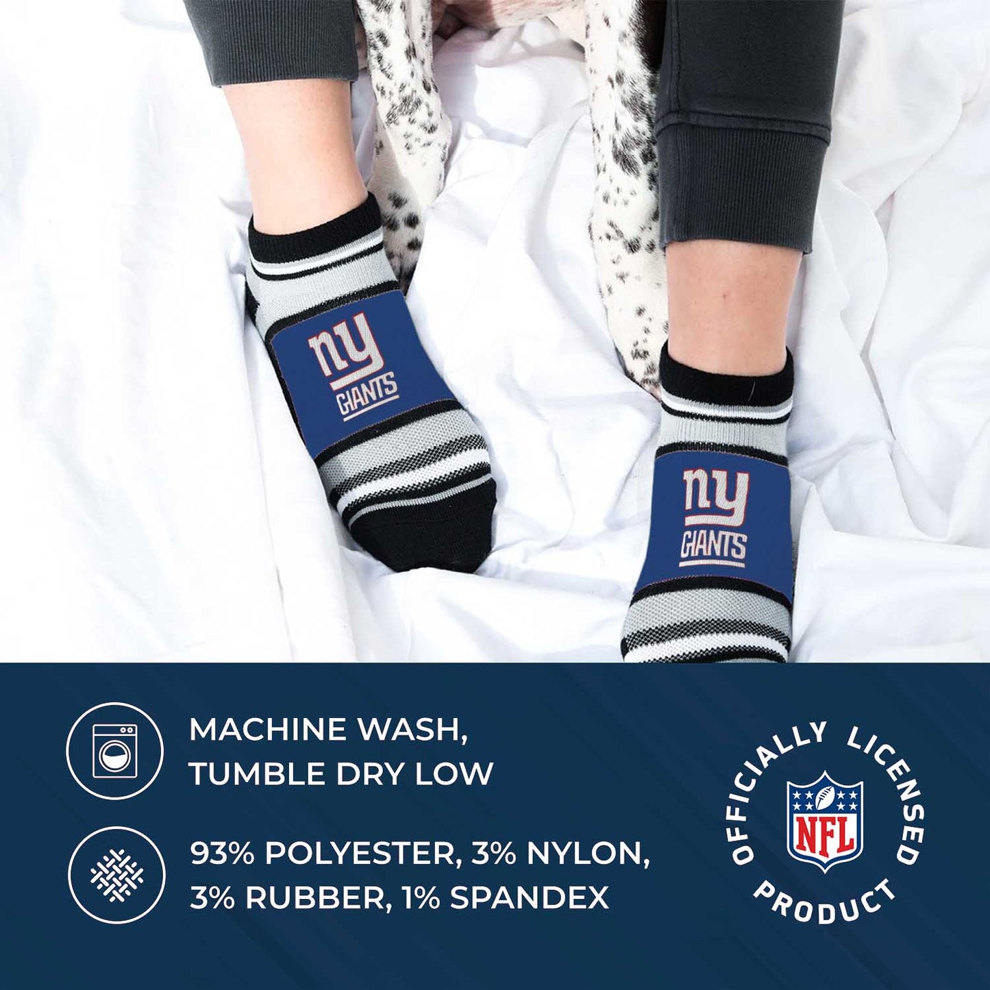 New York Giants NFL Adult Marquis Addition No Show Socks - Royal