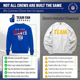 New York Giants Adult NFL Diagonal Fade Color Block Crewneck Sweatshirt - Royal