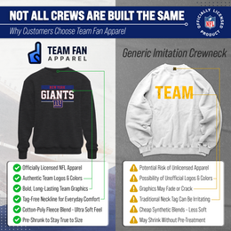 New York Giants NFL Adult Long Sleeve Team Block Charcoal Crewneck Sweatshirt - Charcoal