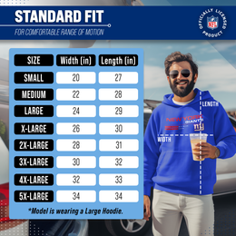 New York Giants Adult NFL Speed Stat Sheet Fleece Hooded Sweatshirt - Royal