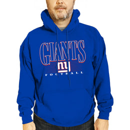 New York Giants NFL Adult Unisex Overtime Blueprint Soft Fleece Hooded Sweatshirt - Royal