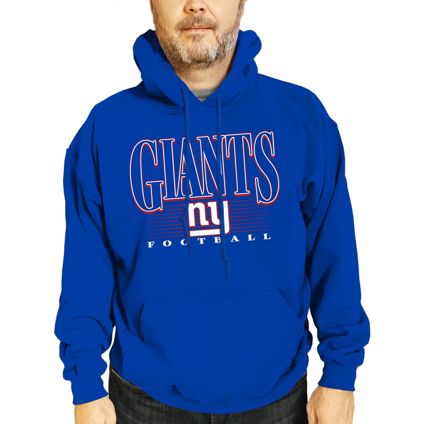 New York Giants NFL Adult Unisex Overtime Blueprint Soft Fleece Hooded Sweatshirt - Royal