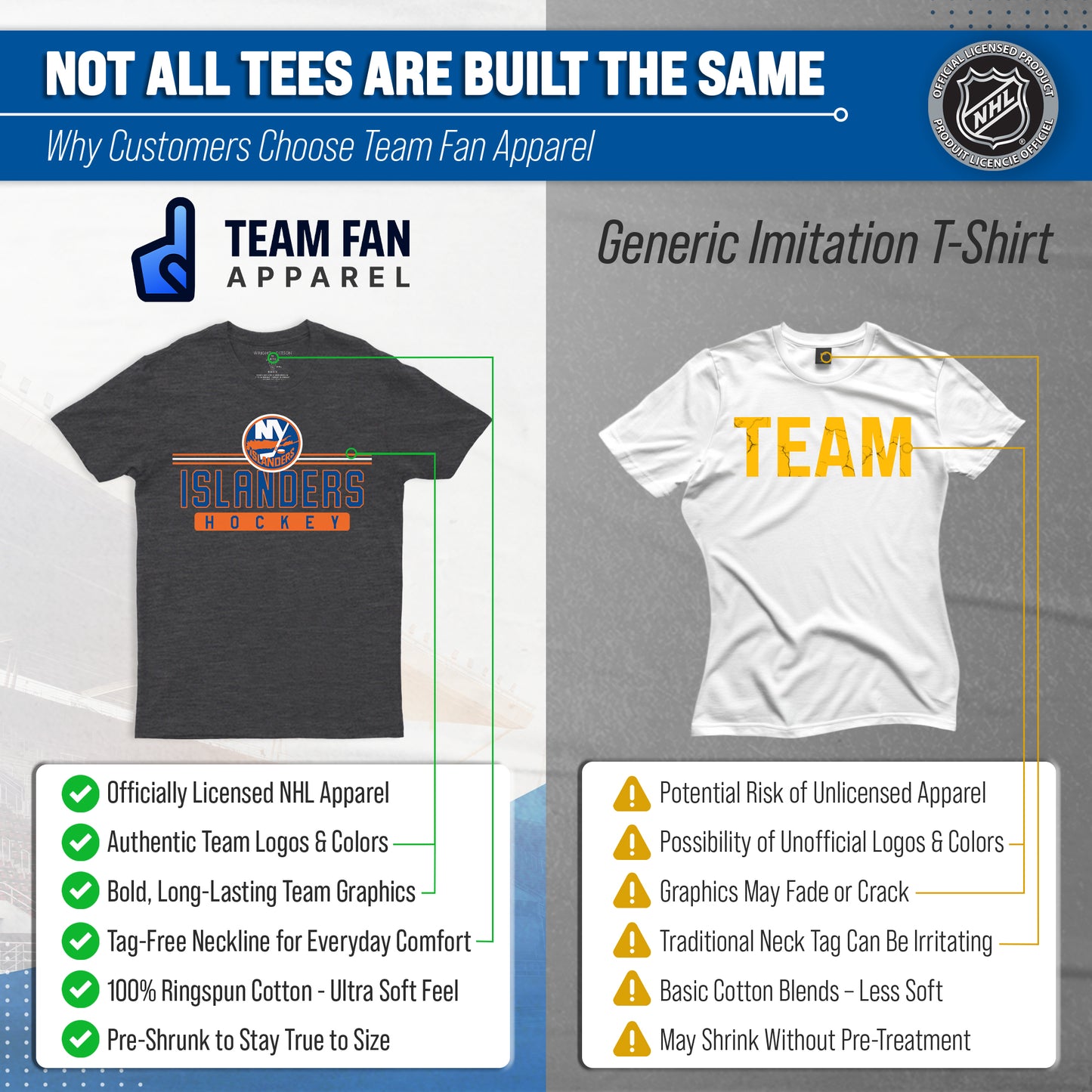 New York Islanders Adult NHL Heather Charcoal True Fan Hockey T-Shirt - Charcoal