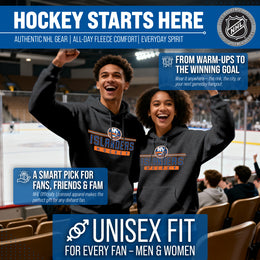 New York Islanders NHL Adult Heather Charcoal True Fan Hooded Sweatshirt Unisex - Charcoal