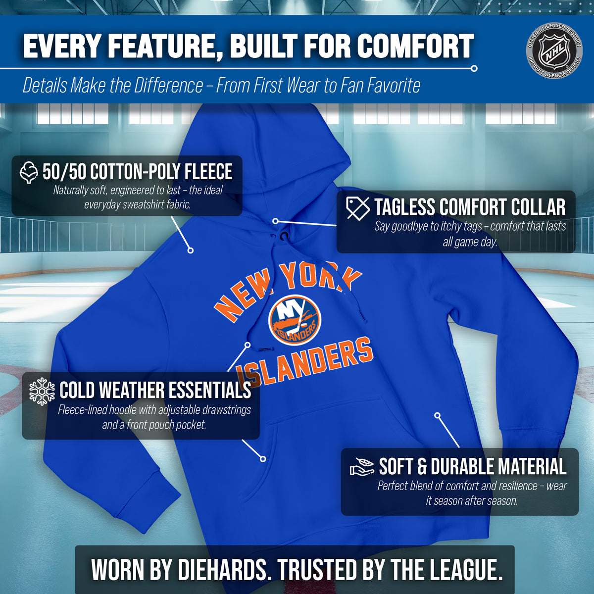 New York Islanders Hoodie Pullover Sweatshirt - Royal