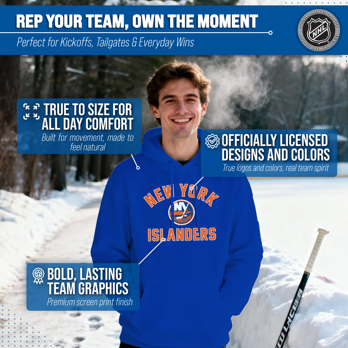 New York Islanders Hoodie Pullover Sweatshirt - Royal