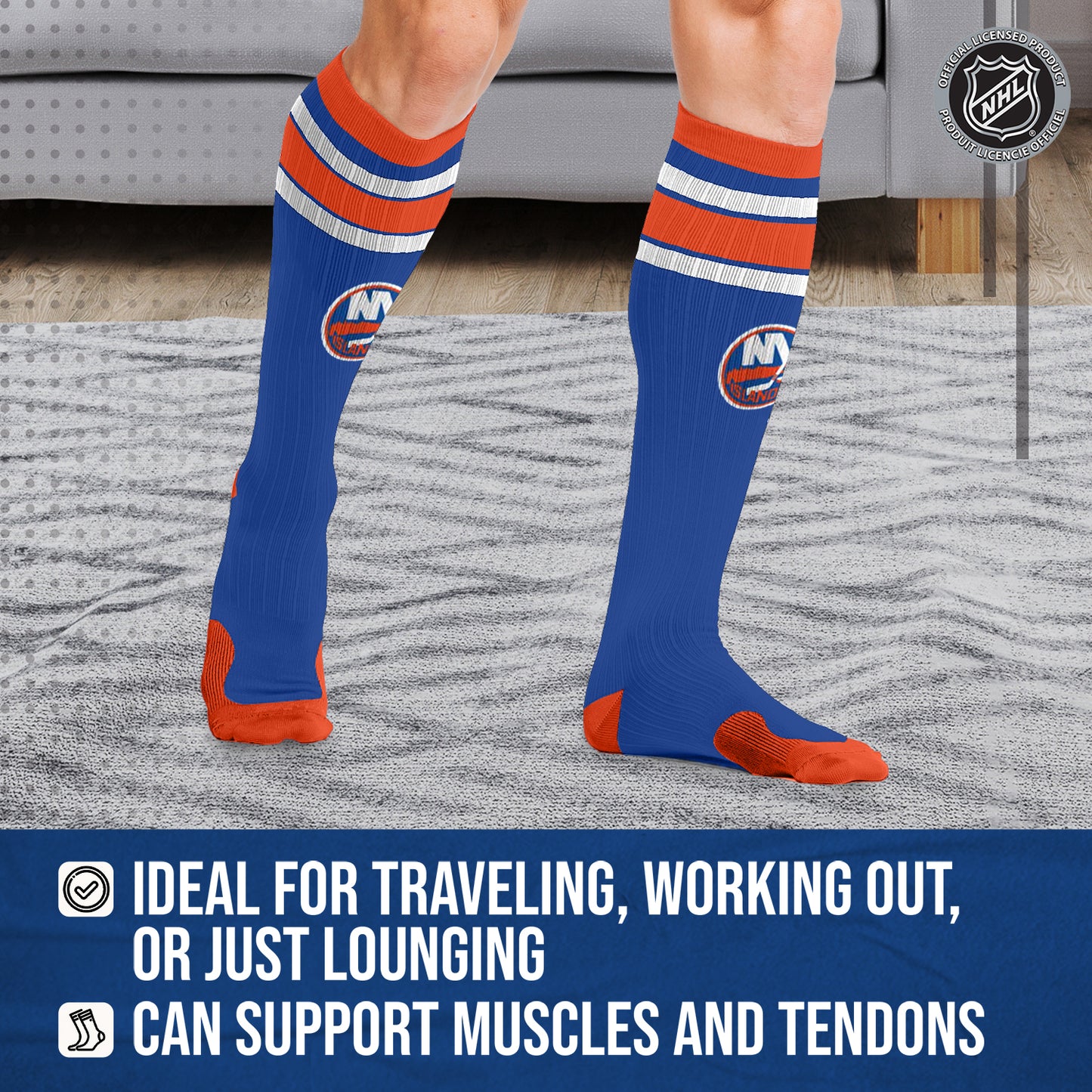New York Islanders NHL Adult Knee High-Performance Socks - Royal