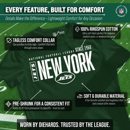 New York Jets NFL Adult Modern Endzone Tag-Less T-Shirt - Forest Green