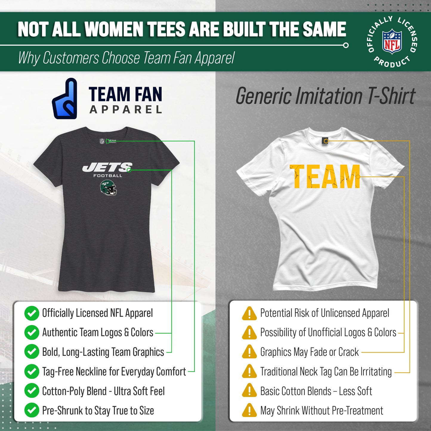New York Jets Women's NFL Football Helmet Short Sleeve Tagless T-Shirt - Charcoal