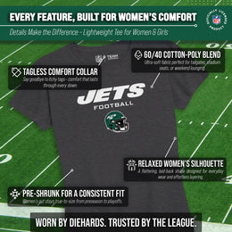 New York Jets Women's NFL Football Helmet Short Sleeve Tagless T-Shirt - Charcoal