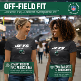 New York Jets Women's NFL Football Helmet Short Sleeve Tagless T-Shirt - Charcoal