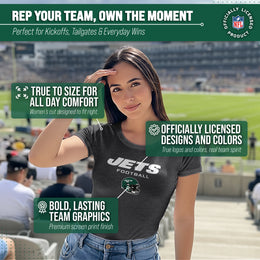 New York Jets Women's NFL Football Helmet Short Sleeve Tagless T-Shirt - Charcoal