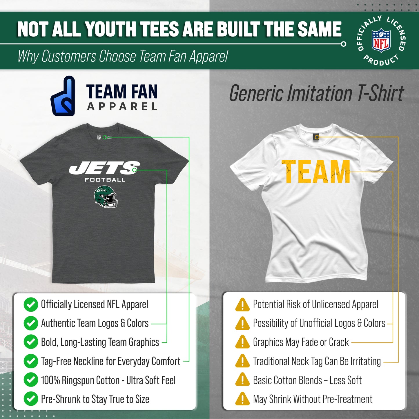 New York Jets NFL Youth Football Helmet Tagless T-Shirt - Charcoal