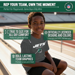 New York Jets NFL Youth Football Helmet Tagless T-Shirt - Charcoal