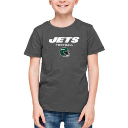New York Jets NFL Youth Football Helmet Tagless T-Shirt - Charcoal