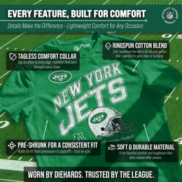 New York Jets NFL Adult Distressed Helmet Tag-Less T-Shirt - Kelly Green Heather