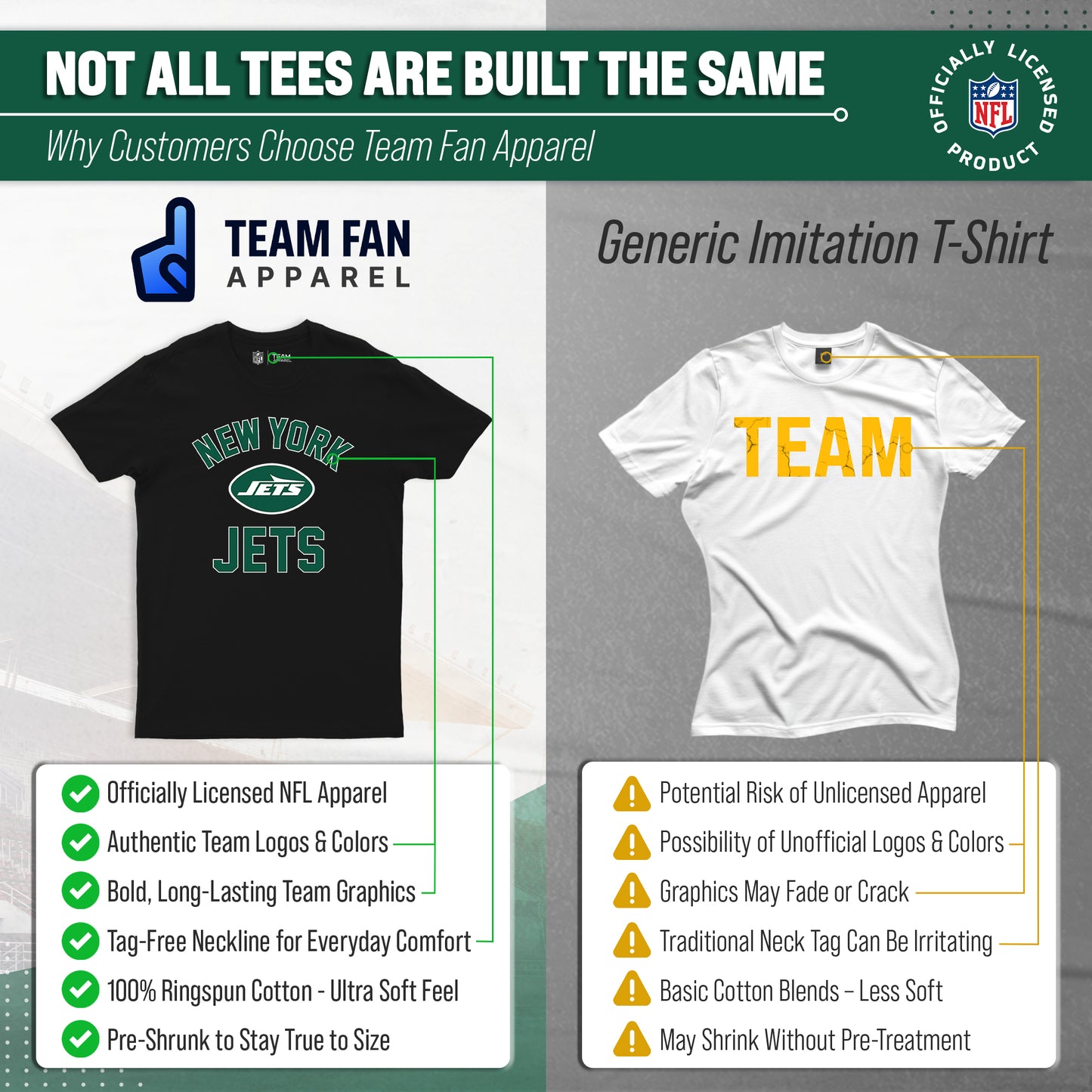 New York Jets Team Fan Apparel NFL  Gameday T-Shirt - Black