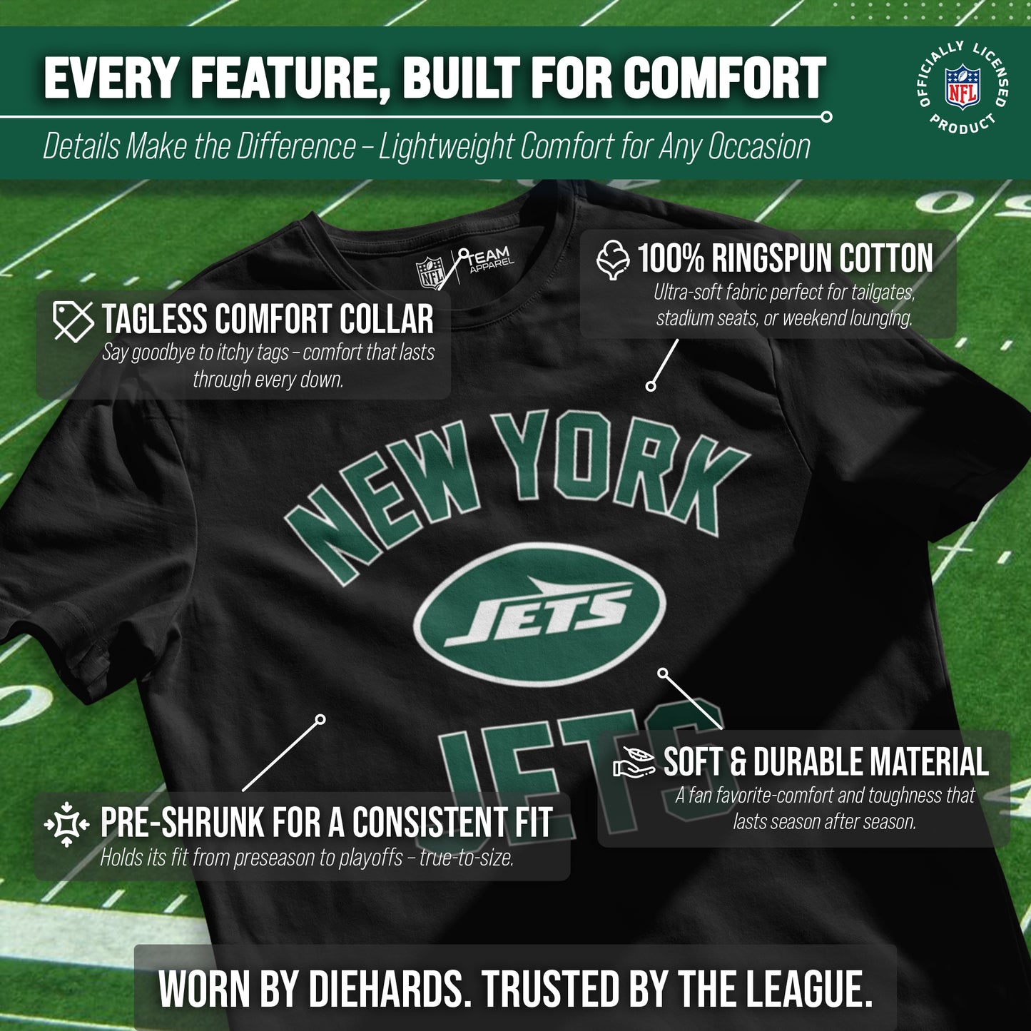 New York Jets Team Fan Apparel NFL  Gameday T-Shirt - Black