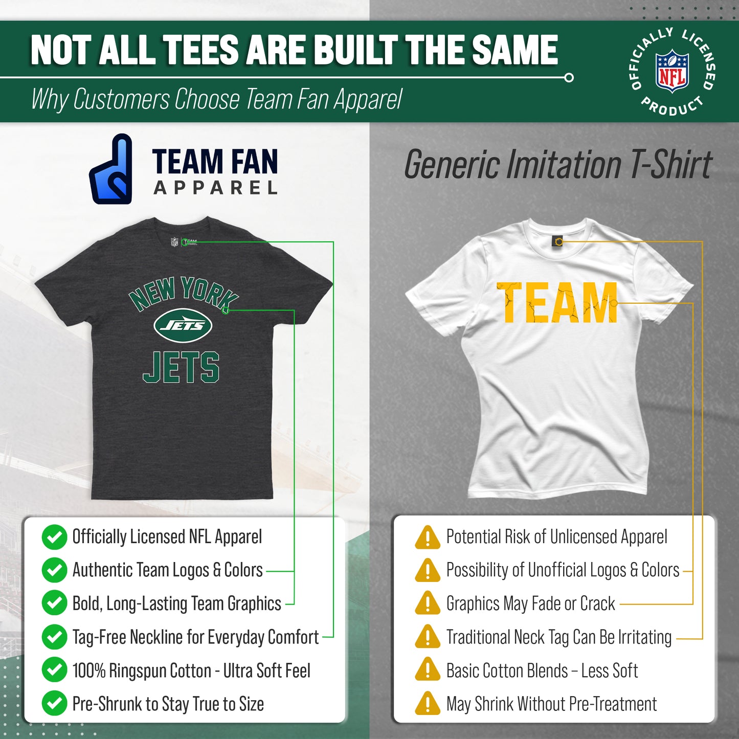 New York Jets Team Fan Apparel NFL  Gameday T-Shirt - Gray
