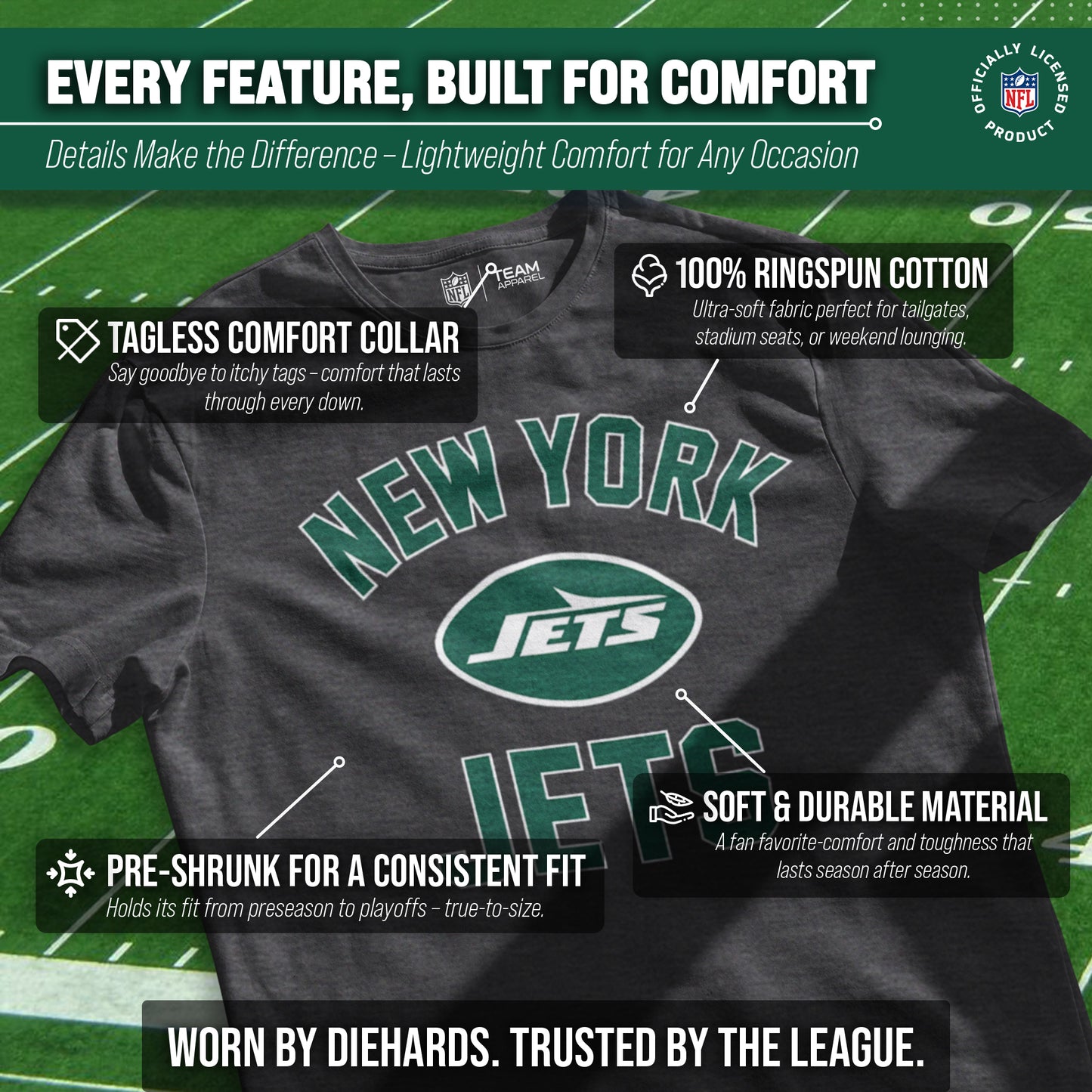New York Jets Team Fan Apparel NFL  Gameday T-Shirt - Gray
