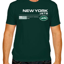 New York Jets Adult NFL Speed Stat Sheet T-Shirt - Forest Green