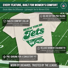 New York Jets NFL Womens Vintage Charm Tag-Less Soft T-Shirt - Birch