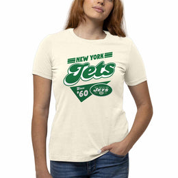 New York Jets NFL Womens Vintage Charm Tag-Less Soft T-Shirt - Birch