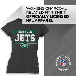 New York Jets NFL Women's Team Block Plus Sized Relaxed Fit T-Shirt - Charcoal