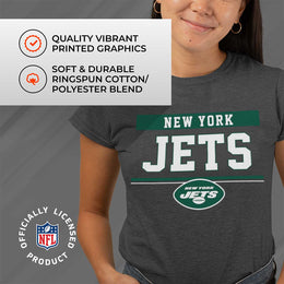 New York Jets NFL Women's Team Block Plus Sized Relaxed Fit T-Shirt - Charcoal