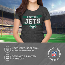 New York Jets NFL Women's Team Block Plus Sized Relaxed Fit T-Shirt - Charcoal