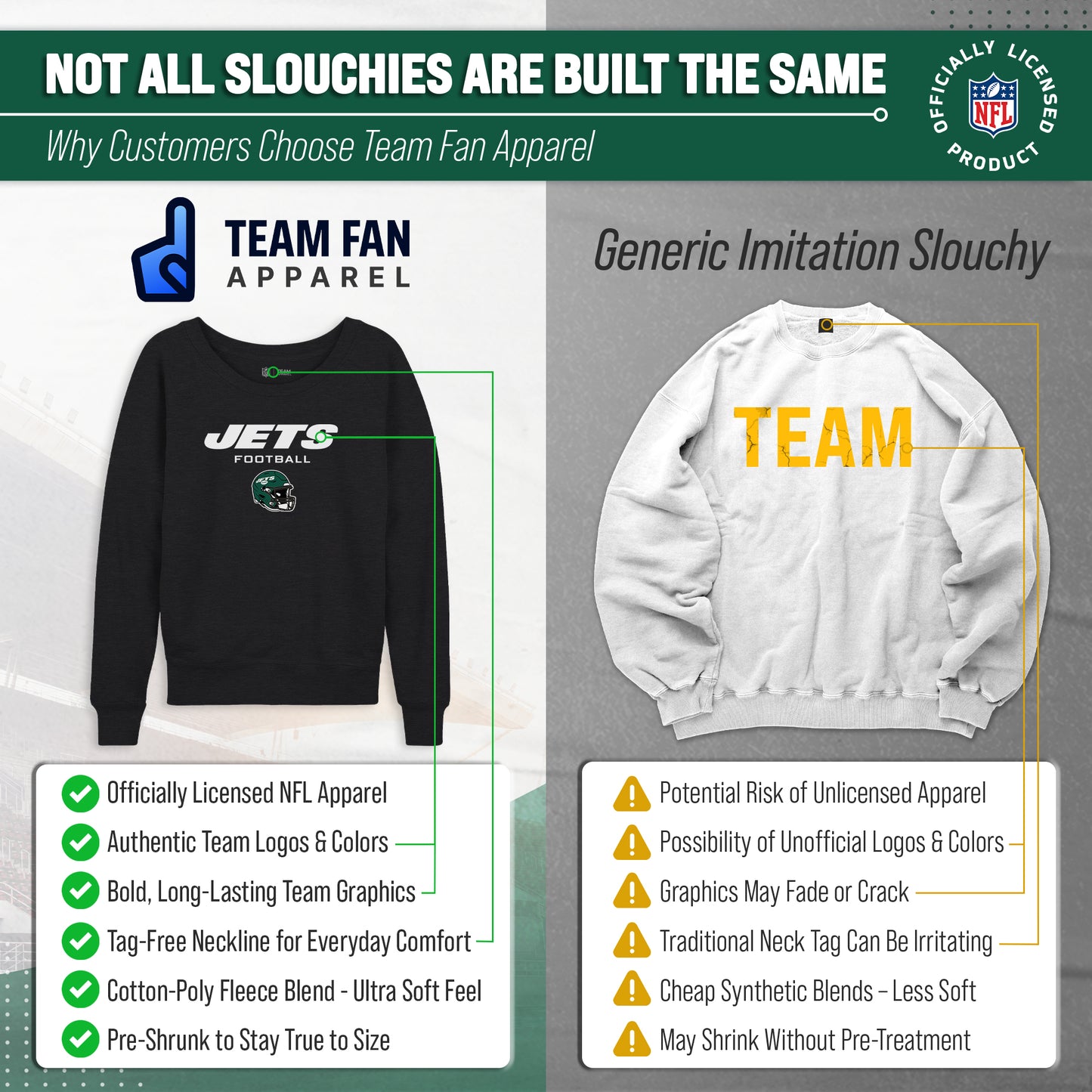 New York Jets NFL Womens Helmet French Terry Slouchy Top - Charcoal