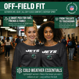 New York Jets NFL Womens Helmet French Terry Slouchy Top - Charcoal