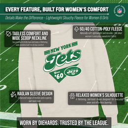 New York Jets NFL Womens Vintage Charm French Terry Slouchy Top - Birch