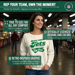New York Jets NFL Womens Vintage Charm French Terry Slouchy Top - Birch