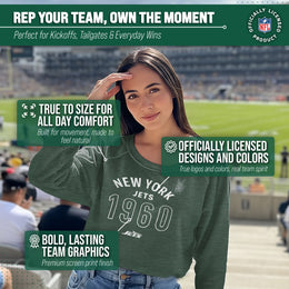New York Jets NFL Womens Big Date French Terry Slouchy Top - Forest Green Heather