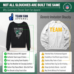 New York Jets NFL Womens Retro Triangle French Terry Slouchy Top- Raglan Sleeves - Heather Charcoal